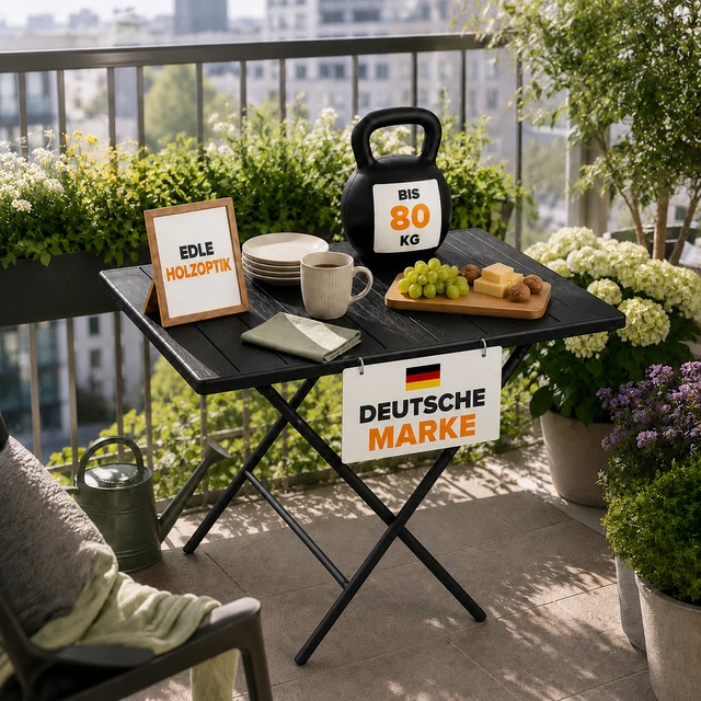Eukalyptus Klapptisch rund - 2 Größen - Garten Balkon Bistro Massiv Holz Tisch