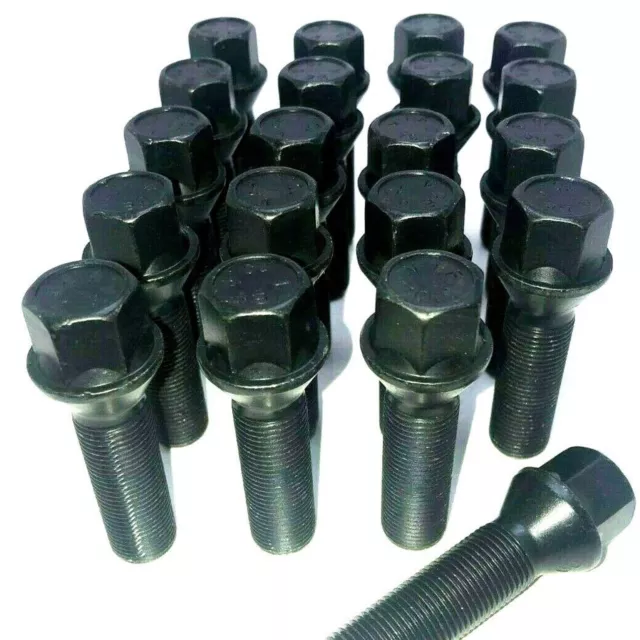 20X Verlängerte Alufelgenschrauben Schwarz Für Bmw 1 3 5Er M12 X 1,5 40Mm (141)