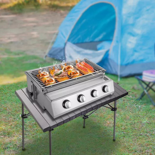 Edelstahl-Brenner Gasgrill Gasbräter 4-flammig LPG Gastro BBQ Tischgrill NEU DHL