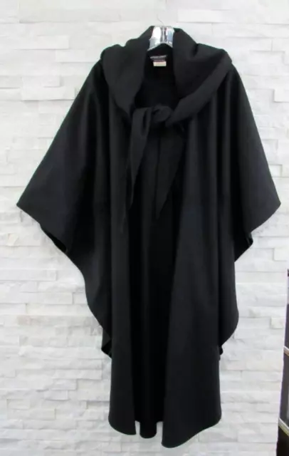 VINTAGE GIORGIO ARMANI Classico 90s Black Wool Hooded Cape Cloak Coat ...