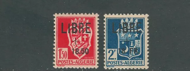 ALGERIA circa(?) 2 shield issues 1942-43 OVERPRINTED LIBRE + new val UNLISTED NH