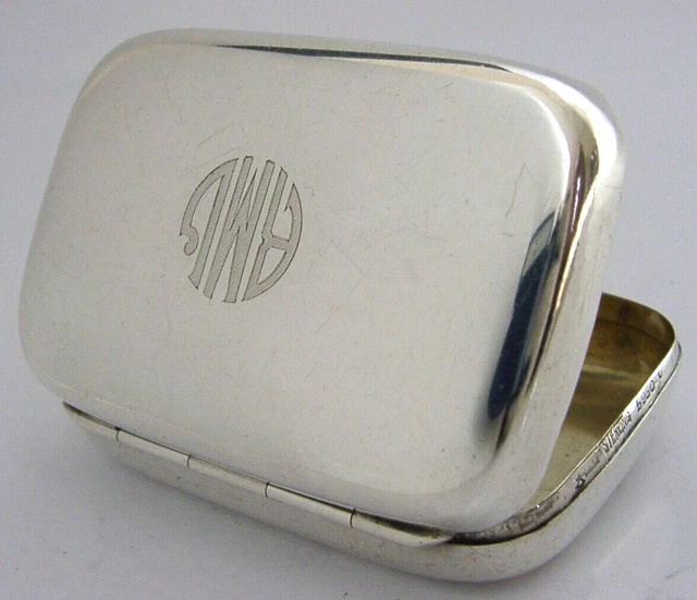 TABACCO ANTICO AMERICANO ARGENTO STERLING, FIUTO, SCATOLA DA TAVOLO c1910