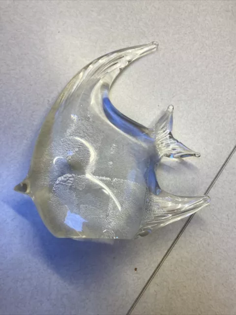 Vintage Beautiful Murano Style Glass Angel Fish Art Sculpture Clear