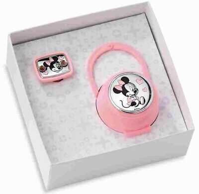 Disney Minnie Mouse Set Box e Spilla Porta Ciuccio con Catena Rosa B 1263