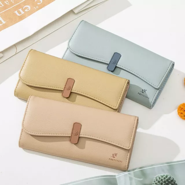 PU LEATHER COIN Purse Solid Color Card Holder Mini Wallet for Women ...