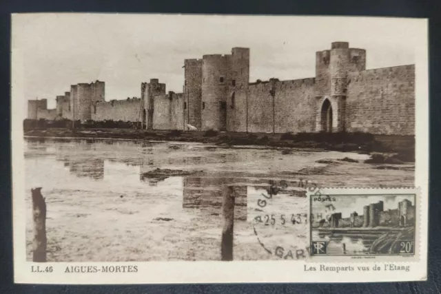 Carte Maximum 1er Jour Timbre N° 501   Remparts 1943 Oblitéré Aigues-Mortes