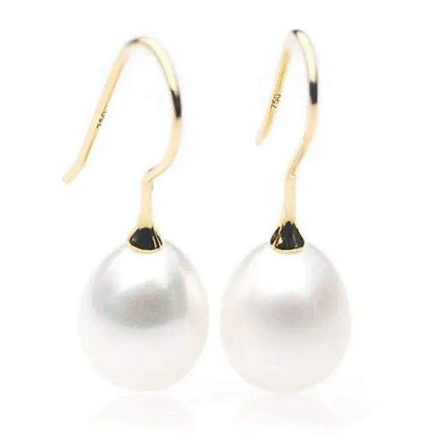 Pacific Pearls® Aretes de perlas de agua dulce blancas de 11 mm en oro...