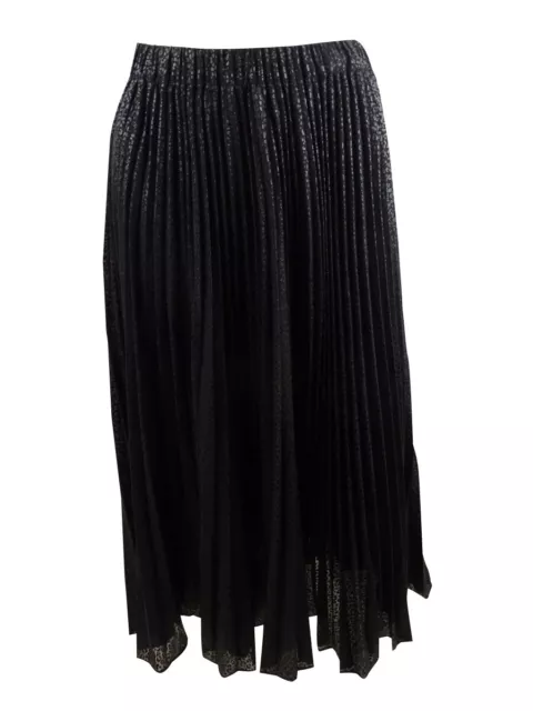 Michael Michael Kors Women's Metallic Leopard-Print Midi Skirt (XXL, Black)