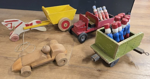 Grand Jouet en Bois Voiture Simca 1500 Break Bleu 36Cm Etat Neuf