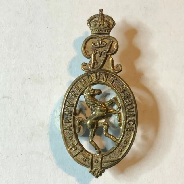 WW1 Army Remount Service brass economy Cap badge Original 3