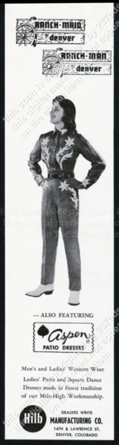 1961 Hilb Ranch Maid woman's Western shirt pants photo vintage print ad