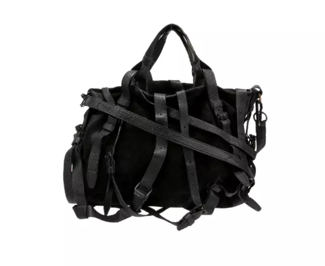 Alexander Wang Leather Suede Kirsten Buckled Satchel Bag Black Hangbag Strap