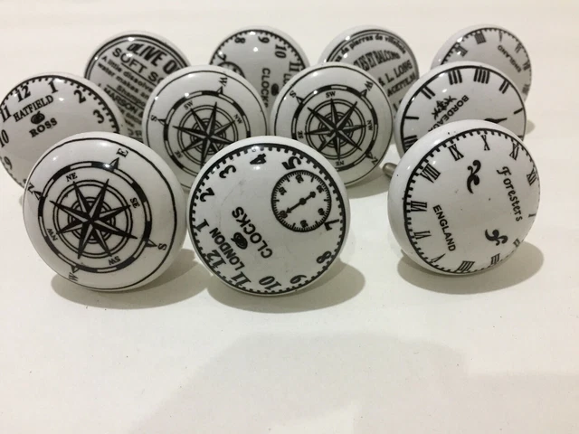 Boutons de porte blancs en céramique, armoire de cuisine ou ensemble de...