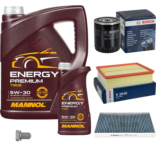 MANNOL Filter Set 6 Liter - Motoröl 5W-30 Mit Luftfilter & Ölfilter