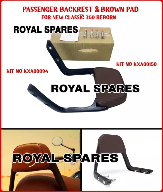 "PASSENGER BACKREST MOUNT & BROWN PAD" Fit For Royal Enfield New Classic 350