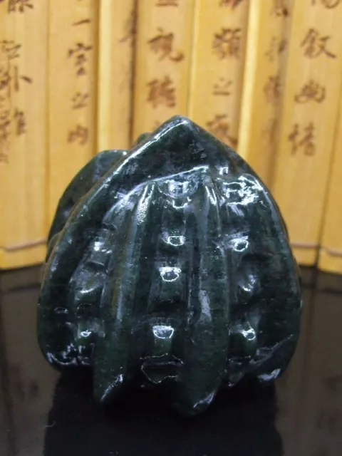 Chinese Antique Celadon Nephrite Hetian-OLD Jade walnut STATUE Pendants 19098