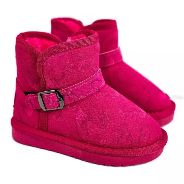 Apawwa Botas de nieve para niños con piel Fucsia Kawai rosado