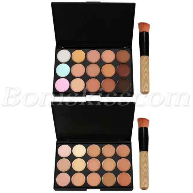 15 Colors Pro Concealer Palette Foundation Contour Face Cream Makeup With Brush 3