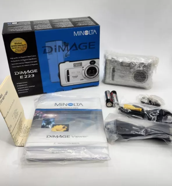 Minolta DiMAGE E223 2.0 MP Digital Camera - Silver Brand New Rare In Box