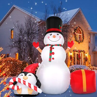 6FT Snowman Inflatable Outdoor Decoration Rotating LED Lights Blow Up Christmas