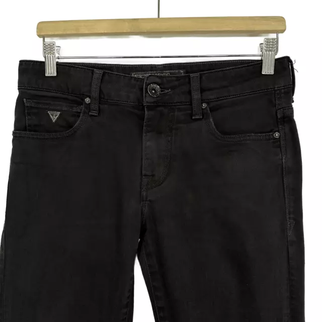 Jeans GUESS da uomo W29 L32 neri slim fit gambe skinny denim cerniera mosca elasticizzati vintage