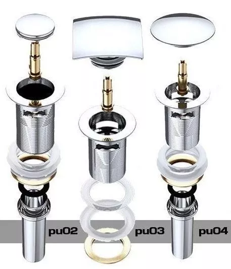 Modern Basin Waste Plugs Slotted Chrome Finish Brass Click Clack Removable Caps