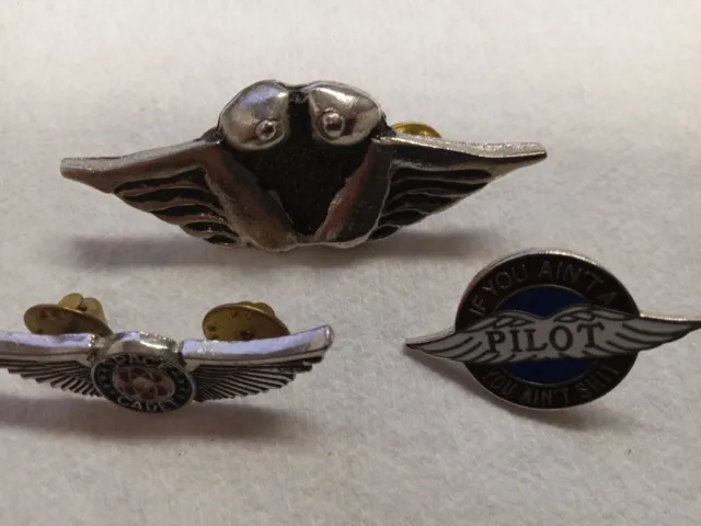Vintage Aviation Pins Lot Of 3
