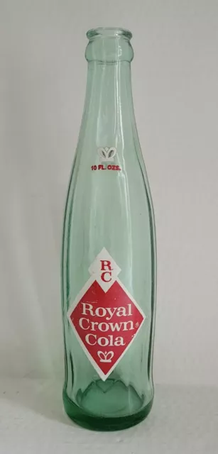 Vintage RC Royal Crown Cola Light Green Glass Soda Pop Bottle 10 Fluid Ounce