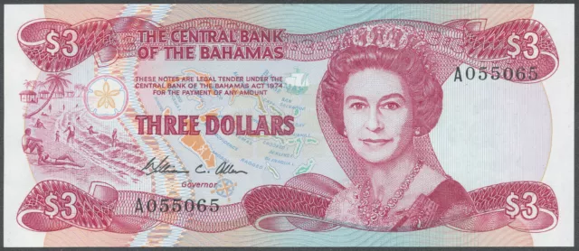 Bahamas - 3 Dollars 1984 UNC - Pick 44