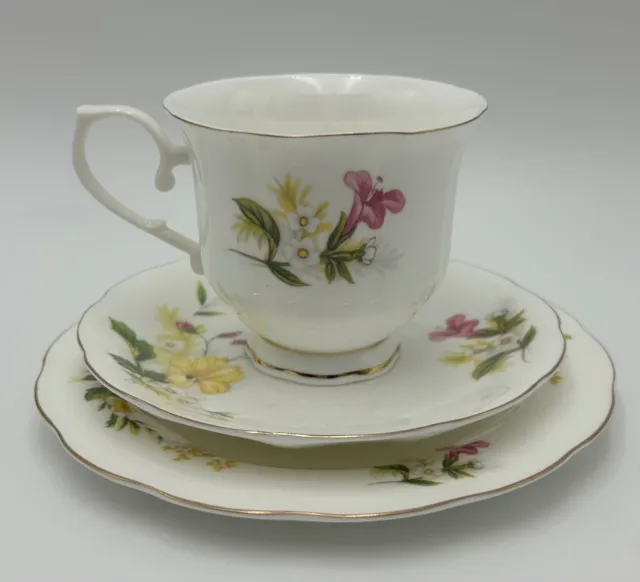 Royal Wessex Fine Bone China Teacup, Saucer & Plate Trio - CLEMENTINE 2