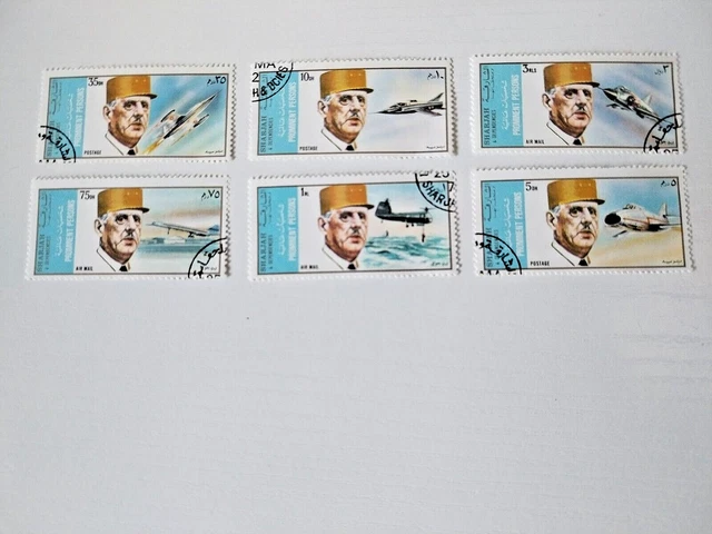 RAS AL KHAIMA , 1972 , KENNEDY , DE GAULLE , SET OF 6 STAMP's , IMPERF