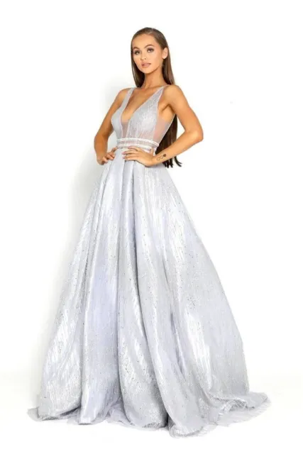 Portia and Scarlett Silver Glittery Beaded Prom Ballgown New with Tags Size 10