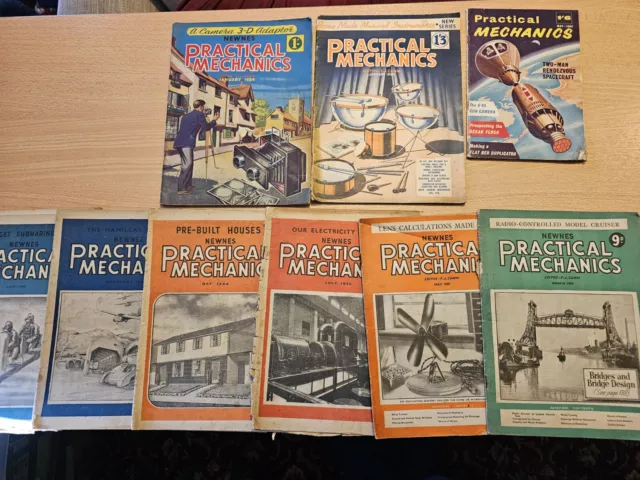 PRACTICAL MECHANICS Magazine vintage 1960s  1940s  1950s Bundle x 9 / Job lot