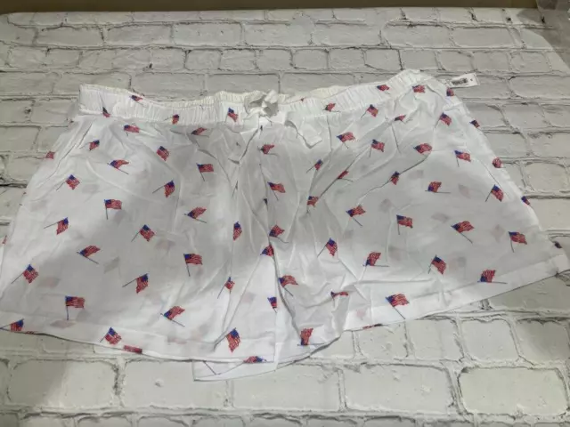 Gap Love NWT Woman's Size XL  Patriotic Flag Print Cotton Poplin Sleep Shorts