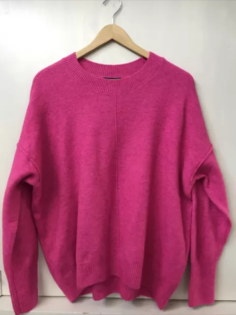 Hot Pink Vince Camuto Womens Long Sleeve Center Seam Crew Neck Sweater M