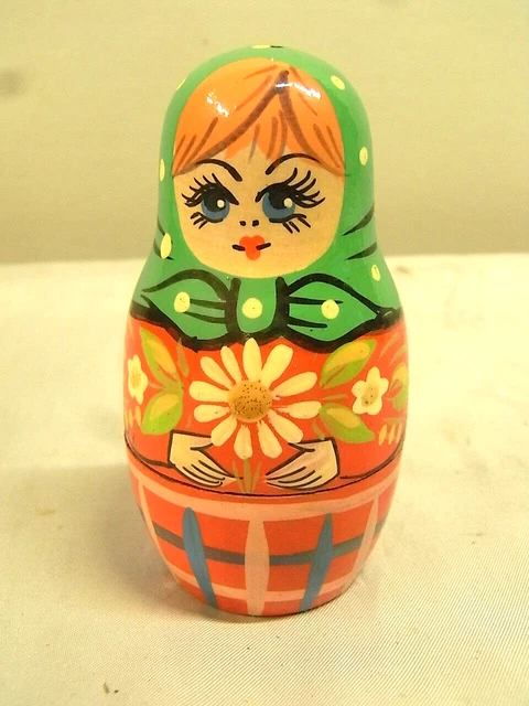 Matriochka Russe Vintage 5 Poupées - Peinte à La Main, Art Populaire USSR