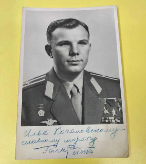 Photo autographed and signed by Yuri Gagarin "First man in space" 2