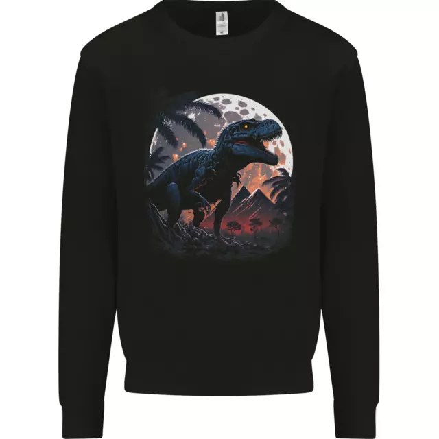 A T-Rex in Front of the Moon Dinosaurs Kids Sweatshirt Jumper