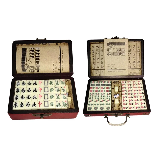 Jeu De Mahjong Portable – Boîte En Bois 39,8x28,5x6 Cm, Tuiles 3,6 Cm, Dragon/phénix, Pour Adultes, Voyages