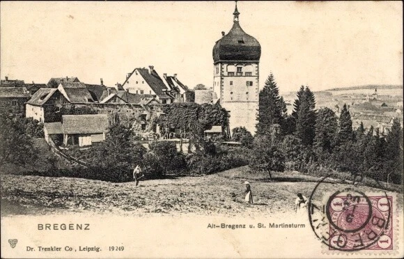 Ak Bregenz am Bodensee Vorarlberg, Teilansicht mit St. Martinsturm - 10668308