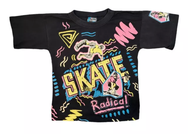 VTG Kids Tropix Zone SKATE Shirt T-Shirt Youth 10/12 All Over Print Skateboard