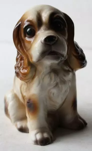 Cocker Spaniel Dog Figurine Floppy Ears Puppy Dog Ceramic Hand Painted Japan