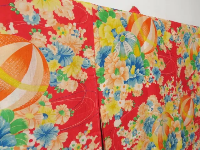 0617N03z240 Antique Japanese Kimono Silk Girl's Red Mari