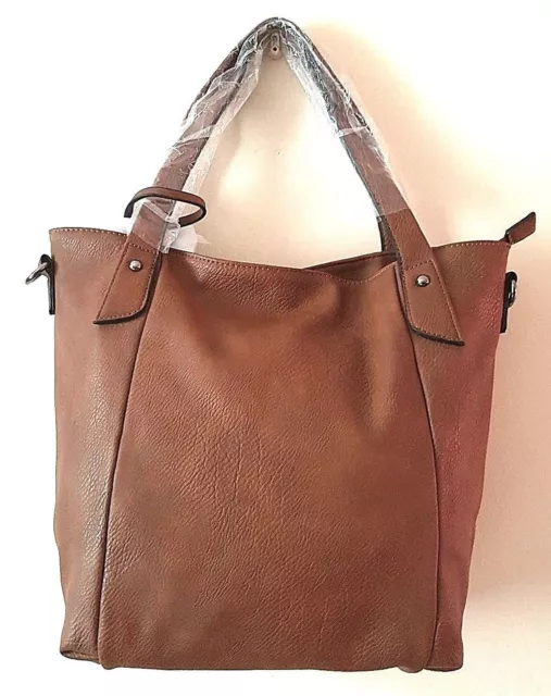 Women's Ladies  Brown Faux Leather Large Handbag Bag