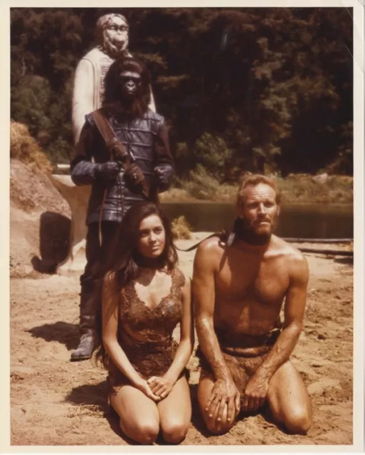Planet of the Apes Linda Harrison Barechested Charlton Heston Vintage 8x10 Photo
