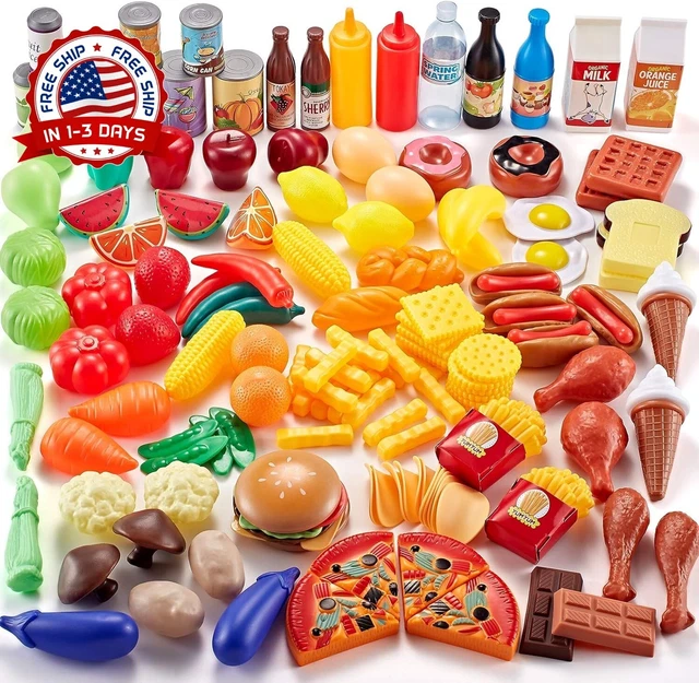 Comida De Juguete Para Cocinita - 81 Piezas, Incluye Frutas, Verduras Y Accesorios De Cocina, Para Niños Y Niñas De 3 A 6 Años