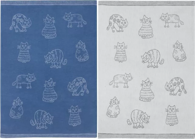 Kracht Geschirrtuch Halbleinen 2er Pack Katzen Größe 50x70cm