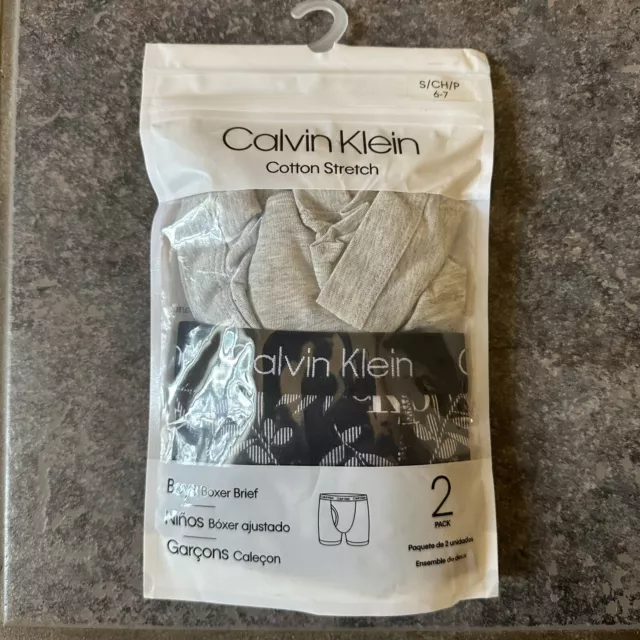 Calvin Klein Boys Boxer Briefs Underwear 2 pack boxer brief  size S (6/7) NEW