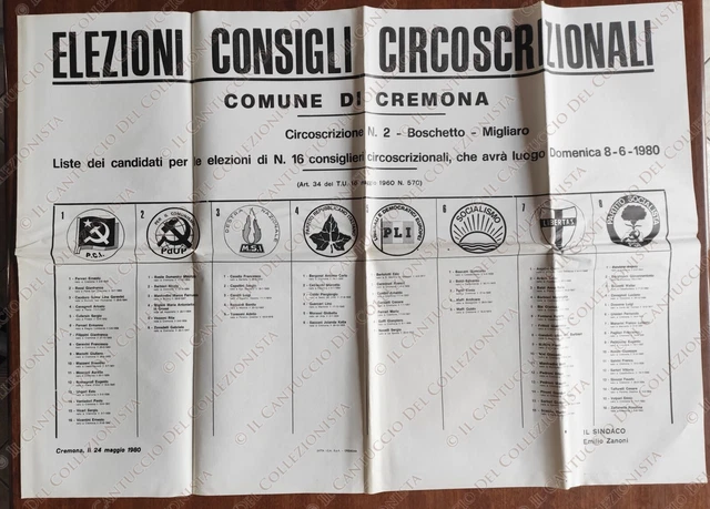 1980 Cremona Elezioni Consigli Circoscrizionali Circoscrizione N. 2 manifesto