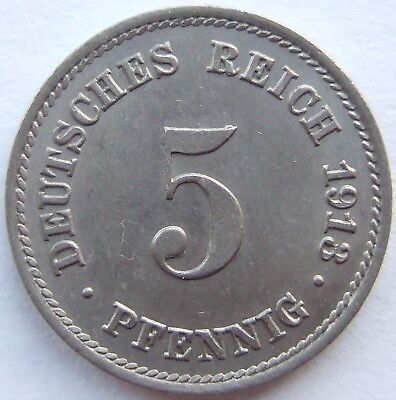Pièce de Monnaie Reich Allemand Empire 5 Pfennig 1913 E En Uncirculated